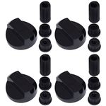 Ufixt 4 x Fits Hotpoint, Howdens, Hygena, Indesit, Lamona and LG Universal Cooker/Oven/Grill Control Knob And Adaptors Black