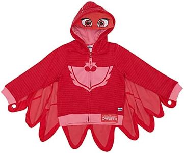 PJ Masks Girls' Toddler Owlette Zip Up Fleece Hoodie with Mesh Mask and Detachable Cape, Pink, 5T