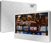 SYLVOX Bathroom TV, 32 inch Smart Mirror TV for Bathroom Shower SPA, Support Google, 1080P IP66 Waterproof Touch Button WiFi Bluetooth Google Assistant, Smart TVs for Indoor Humid Environment