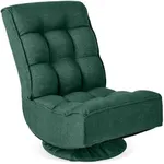 Best Choice Products Reclining Folding Floor Gaming Chair for Home, Office, Lounging, Reading w/ 360-Degree Swivel, 4 Adjustable Positions, Tufted Cushions - Green