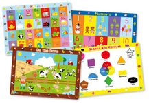 Little Wigwam Toddler Placemat Pack - Set of 4 Educational Placemats - Alphabet, Numbers, On The Farm, Shapes And Colours