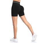 ShinyStar Women High Waisted Gym Shorts Seamless Cycling Shorts Butt Lifting Yoga Shorts Workout Running Black S