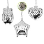 TDGBIH 3 Pcs Tea Infuser Heart Owl Star Shape Tea Strainers with Chain Hook Loose Tea Infuser for Tea Leaves Spices Making Loose and Seasonings