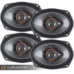 Alphasonik AS268P Loudspeakers 2 Pairs of 6X8 350W Max 3-Way Speakers 4 Ohms Premium Quality Audio Door Speakers for Car or Truck Stereo Sound System