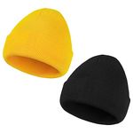 American Trends Beanie Hat for Men Women Smile Face Beanies Knit Soft Cute Skull Beanie Hats, Z Black & Yellow, One Size