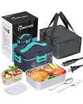 Rantizon Faster Electric Lunch Box 2025 Upgrade Leakproof 1.8L Large Capacity Waterproof Dustproof Lunch Warmer Portable Heated Lunch Box with Carry Bag Fork Spoon for Car Home Office