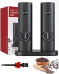 Biesryi Electric Salt and Pepper Grinder Set, Battery Operated Salt Grinder Automatic Mill with LED Light, One-Hand Button Control, Adjustable Coarseness, for BBQ Resturant Kitchen