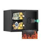 HSDYS 0.77 Cubic Feet Home Fingerprint Safe with Fireproof Waterproof Bag, Security Safe Box with Fingerprint Lock & Digital Keypad, Large Steel Lock Safe Fireproof for Money Jewelry Documents