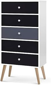 Artiss Chest of Drawers 5 Drawer White Tallboy, Dresser Clothes Storage Cabinet Organizer Lowboy Bedside Table Bedroom Furniture Home Living Room Hallway Entryway