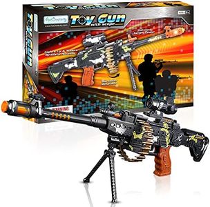 Toy Machine Gun with Scope, Stand and Carrying Strap by ArtCreativity - Flashing Lights, Sounds and Unique Revolving Rounds - Thrilling 25 Inch Submachine Gun Toy - Great Gift Idea for Boys and Girls