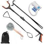 Kekoy 7 In 1 Hip Kit, Knee Back Surgery Hip Replacement Recovery Kit With 32" Grabber Reacher Tool,Sock Aid Device for Seniors,Shoe Horn Long Handle & Dressing Stick,Leg Lifter,Bath Sponge,Storage Bag