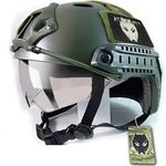 ATAIRSOFT PJ Type Tactical Multifunctional Fast Helmet with Visor Goggles Version OD Green