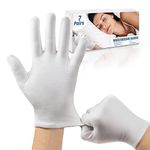 Moisturising Gloves, 7 Pairs Cotton Gloves for Eczema, Night Gloves for Dry Hands, Washable White Cotton Gloves Fits Men and Women