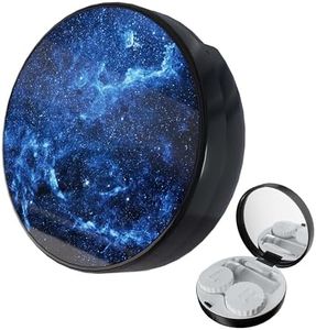 LRITER Contact Lens Case, Portable with Mirror, a Variety of Patterns and Shapes to Choose from, Auitable for Daily Makeup Office Travel Outdoor Use (Blue Starry Sky)