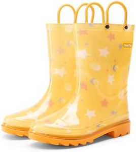 DREAM PAIRS Kids Rain Boots Cute Lightweight Waterproof with Pull-on Handles for Girls & Boys Toddler Outdoor Play,Size 3 Little Kid,Orange,KKUMRB2507