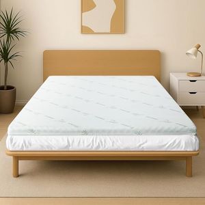 Giselle Bedding Memory Foam Mattress Topper 10cm, Cool Gel Infused, Bamboo Fabric Cover, Washable Zipper, Breathable Comfort Layer Queen Size