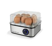 Nostalgia HomeCraft Premium Stainless Steel 8 Capacity Electric Large Hard-Boiled Egg Cooker Poached, Scrambled, Omelets, Whites, Sandwiches, for Keto & Low-Carb Diets, Vegetable Steamer, with Buzzer
