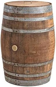 Temesso Regentonne mit Deckel, Regenfass Holzfass, Weinfass, Tonne, Eiche 225 Liter Wasserfass - original Fass (Deckel Edelstahlgriff)