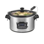 33869 Portable 6-Quart Set & Forget Digital Programmable Slow Cooker with Lid Lock, Defrost Setting, Temperature Probe, Silver