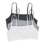 Hanes womens String Bralette Pack, Low-Impact Bra, Cooling Stretch Cotton Bralette, 3-Pack, Sky Grey Heather/Concrete Heather/White, Large