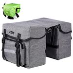 BAIGIO Bike Double Pannier Bags Waterproof Bicycle Rear Seat Panniers Pack with Reflective Stripe, Grey, One_Size, Trunk