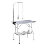 The Fellie Foldable Dog Grooming Table with Adjustable Height Arm, Heavy Professional Pet Grooming Table with Noose & Mesh Tray, Dog Beauty Table for Small/Large Dogs Cats, 91x 61x 80cm, Black