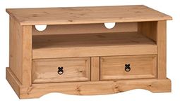 Corona TV Unit 2 Drawer Flat Screen Wide Solid Pine