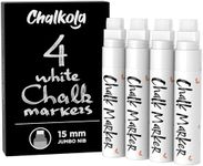 White Jumbo Chalk Markers - 15mm Window Markers | Pack of 4 White Pens - Use on Cars, Chalkboard, Whiteboard, Blackboard, Glass, Bistro | Loved by Teachers, Artists, Businesses