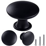 YOIPE 15 Pack Delicate Design Round Antique Brass Kitchen Cabinet Knobs Cupboard Door Knobs 1.18-INCH Black Drawer Handle Pulls Dresser Knobs with 15 Pcs Screws for Bathroom Drawer Door Hardware