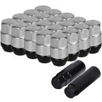 AllExtreme M12x1.5mm Wheel Nuts Close End Chrome Plated Steel Alloy Lug Nut Set with Aluminum Cap & Key for Cars Wheels Tyres (20Pcs)