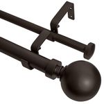 Meriville 1-Inch Diameter Ball Telescoping Double Window Treatment Curtain Rod, 48-Inch to 84-Inch, Oil-Rubbed Bronze