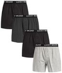 Lucky Brand Men's Boxer Shorts – 4 Pack Loose Fit Soft Knit Mens Underwear Boxers - Lightweight Boxers for Men (S-XL), Black/Heather Grey/Jet, M