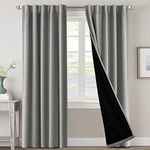 H.VERSAILTEX 100% Blackout Curtains for Bedroom with Black Liner Full Room Darkening Curtains Thermal Insulated Back Tab/Rod Pocket Window Drapes for Living Room, 2 Panels, 42 x 84 Inch, Dove Grey