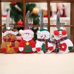 CORAL TREE Christmas Santa Claus Cutlery Cover Fork Cutter Bag for Dining Table Decor (Set of 4)