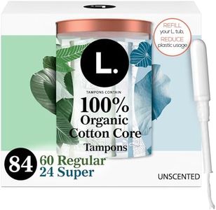 L. Cotton Tampons Regular/Super Absorbency Multipack, Free from Chlorine Bleaching, Pesticides, Fragrances, or Dyes, 84 Count (2 Packs of 42) (Packaging May Vary)