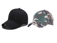 Babji Combo Trendy Look Black & Military Baseball Cap, black & multicolor, Free Size, Black & Multicolor, One size