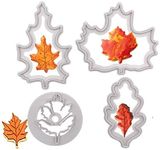 Autumn Leaf Cookie Cutter Set - Maple, Oak, Aspen Leaf Fondant Cutters Set for Gum Paste, Sugarcraft Candy, Cake Decorations for Thanksgiving Party(4PCS)