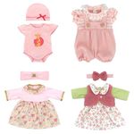 Baby Doll Clothes Outfits Overalls for 14-18 Inch Baby Dolls, 4 Pack Baby Doll Clothes Sweet Outfits for 35-43cm Baby Doll Girls Birthday (Not Include Doll)