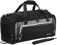 MIER Large Duffel Bag Men's Gym Bag with Shoe Compartment, 60L, Black