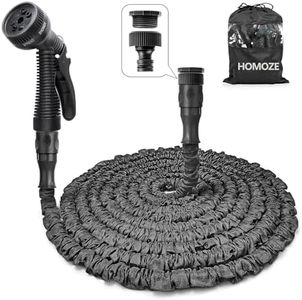 HOMOZE 100ft Garden Hose Pipe Expandable Garden Hose with 3/4", 1/2" Fittings, Anti-Leakage - Flexible Expanding Hose with 7 Function Spray Nozzle (100FT, Black)
