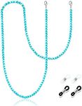 Cats Eye Beads Mask Lanyard Chain Necklace Holder and Hanging Eyeglass Chain. (Teal)