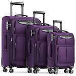 SHOWKOO Luggage Sets 3 Piece Softside Expandable Lightweight & Durable Suitcase Sets Double Spinner Wheels TSA Lock (20in/24in/28in) Purple