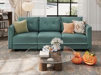 LLappuil Faux Leather Fabric 3 Seater Modular Sectional Sofa with Storage, 86 Inch Modern Modular Couch for Apartment, Small Space, Aqua Blue