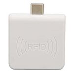 Contactless Smart Card Reader, Portable Type C RFID Reader Writer RFID ID Mobile Phone Card Reader for Cell Phones, RFID Reader Built in Buzzer for EM4100, Support OTG(White)