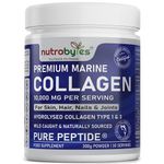 Marine Collagen Powder 10000mg Type 1 & 3 Unflavoured| Wild Caught Fish Hydrolysed Protein Peptides for Women & Men 19 Amino Acids| Kosher and Halal Certified| Healthy Skin Hair Nails Joints Gut