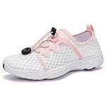 ALEADER Women's Stylish Water Shoes for Beach Surf Swim Aqua Shoes, White/Pink, 8.5