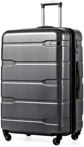 Coolife Luggage Expandable(only 28") Suitcase PC+ABS Spinner Built-In TSA lock 20in 24in 28in Carry on (Charcoal., L(28in).)