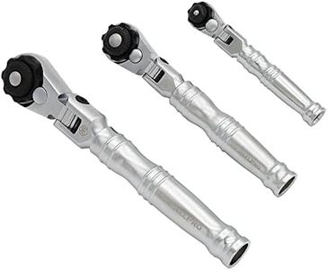 MichaelPro MP001210 3-Pc Multi-Position 72 Tooth Extendable Flex- Head Ratchets | 1/4", 3/8", 1/2" Drive | Reversible with Quick Release
