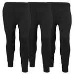 Pack of 3 Mens Thermal Underwear Trousers Long Johns Base Layer Extreme Hot Brushed Inside Ultra Soft Trousers Leggings Pants Black