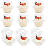 LotFancy Plastic Individual Cupcake Containers, 50 Pcs Disposable Cupcake Holders with Lid, Clear Cupcake Boxes, Single Compartment Muffin Carrier for Wedding, Party, Standard Size